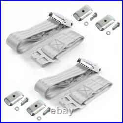 1941-1948 Early Car 2pt Airplane Buckle Gray Seat belt Kit with Mounting Brackets