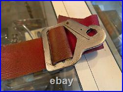1962 1963 1964 Ford Galaxie Seat Belt Set Red Script Chrome Emblem Buckle