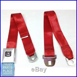 1968-72 GM A Body Red Deluxe Rear Lap Seat Belt With Chrome Buckle Each