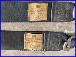 1969 1970 GM Black Shoulder Seatbelts Buick Chevy Olds Pontiac Seat Belts 1968