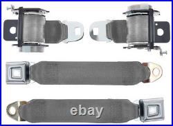 1979-93 Mustang Retractable Rear Seat Belts with Push Button Buckle Charcoal 1979-93 Mustang Retractable Rear Seat Belts with Push Button Buckle Charcoal
