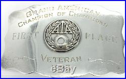 1993 Veteran ATA Grand American Champion 1st Place Belt Buckle 1.99 ozt Sterling