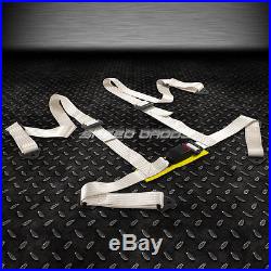 1X UNIVERSAL 4-POINT 2 STRAP DRIFT RACING SAFETY SEAT BELT BUCKLE HARNESS WHITE