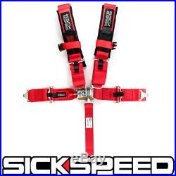 1 Red 5 Point Racing Harness Adjustable Shoulder Safety Seat Lap Belt Buckle