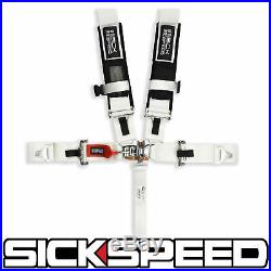 1pc White 5 Point 3 Nylon Racing Harness Adjustable Safety Seat Belt Buckle Q1