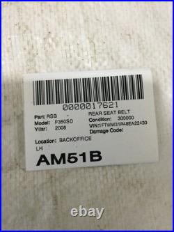 2008-2010 Ford F350SD Rear Left Seat Belt Buckle OEM