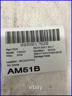 2008-2010 Ford F350SD Rear Right Center Seat Belt Buckle OEM