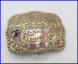 2017 Silver State International Rodeo 4th Place Barrel Racing Belt Buckle Outla