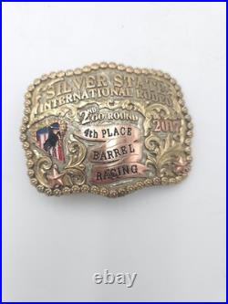 2017 Silver State International Rodeo 4th Place Barrel Racing Belt Buckle Outla