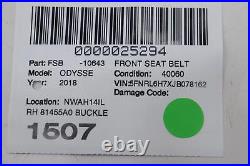 2018 2022 HONDA ODYSSEY Front Seat Belt Rh 81455a0 Buckle