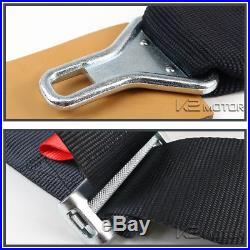 2PC Black Nylon Safety Racing Seat Belt Buckle 5 Point Latch and Link Harness