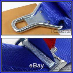 2PC Blue Nylon Strap Safety Racing Seat Belt Buckle 5 Point Latch n Link Harness