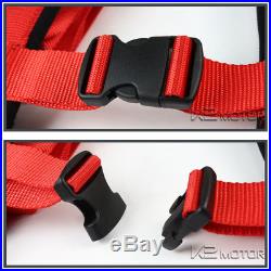 2PC Red Nylon Safety Racing Seat Belt Buckle 5 Point Latch and Link Harness