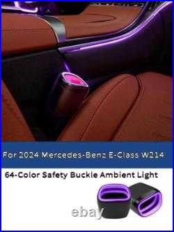 2Pcs W214 64 Color Seat Belt Buckle Ambient Light For 2024 Mercedes Benz E Class