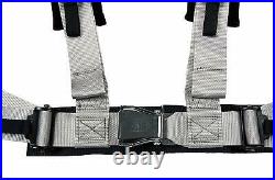 2X ANIKI GRAY 4 POINT AIRCRAFT BUCKLE SEAT BELT HARNESS with ULTRA SHOULDER PAD