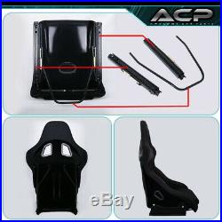 2X Black Cloth Racing Bucket Seat Red Stitching 2X 5Pt Blue Seatbelt Harness Set