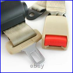 2X Retractable Seat Belt Lap Strap 2 Point Fixed Buckle Clip Safety Belt Beige