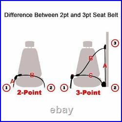2X Retractable Seat Belt Lap Strap 2 Point Fixed Buckle Clip Safety Belt Beige