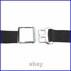 2 Pt. Black Retractable Airplane Buckle Lap Seat Belt with Anchor Hardware