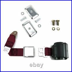 2 Pt. Burgundy Airplane Buckle Retractable Lap Seat Belt withPlate Hardware