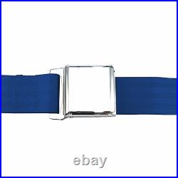 2 Pt. Dark Blue Airplane Buckle Retractable Lap Seat Belt withPlate Hardware