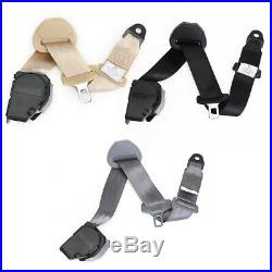 2 Sets Gray 3 Point Car Front Seat Belt Buckle Kit Retractable Safety Straps