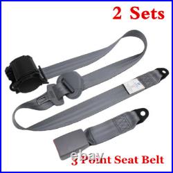 2 Sets Gray 3 Point Car Front Seat Belt Buckle Kit Retractable Safety Straps 2 Sets Gray 3 Point Car Front Seat Belt Buckle Kit Retractable Safety Straps