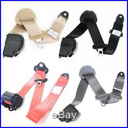 2 Sets Red 3 Point Car Front Seat Belt Buckle Kit Retractable Safety Straps