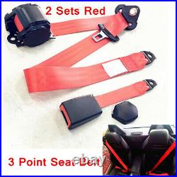 2 Sets Universal Car Truck Safety Seat Belt Buckle 3 Point Automatic Retractable