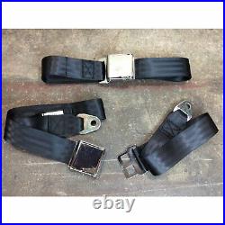 2 X 2 Point Black Airplane Buckle Lap Bench Seat Belt Pair Hot Rod Muscle Car V8