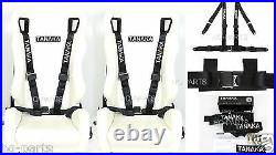 2 X Tanaka Universal Black 4 Point Ez Release Buckle Racing Seat Belt Harness