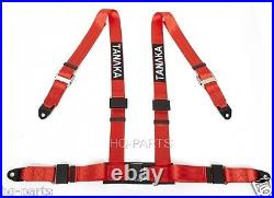 2 X Tanaka Universal Red 4 Point Ez Release Buckle Racing Seat Belt Harness