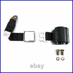 2pt Black Airplane Buckle Retractable Lap Seat Belt withPlate Hardware custom rat
