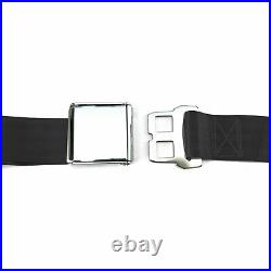 2pt Black Retractable Airplane Buckle Lap Seat Belt with Anchor Hardware Hot rods