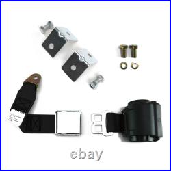 2pt Black Retractable Airplane Buckle Lap Seat Belt with Anchor Hardware SafTboy