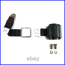 2pt Black Retractable Airplane Buckle Lap Seat Belt with Anchor Hardware SafTboy