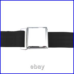 2pt Black Retractable Airplane Buckle Lap Seat Belt with Anchor Hardware SafTboy