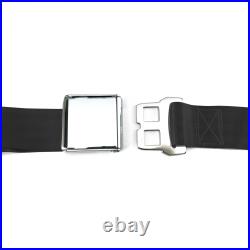 2pt Black Retractable Airplane Buckle Lap Seat Belt with Anchor Hardware SafTboy