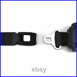 2pt Black Retractable Standard Buckle Seat Belt with Anchor Mounting Kit