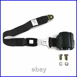 2pt Black Retractable Standard Buckle Seat Belt with Anchor Mounting Kit SafTboy