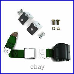 2pt Dark Green Retractable Airplane Buckle Lap Seat Belt with Anchor Hardware