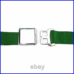 2pt Dark Green Retractable Airplane Buckle Lap Seat Belt with Anchor Hardware