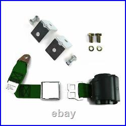 2pt Dark Green Retractable Airplane Buckle Lap Seat Belt with Anchor Hardware car