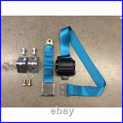 2pt Electric Blue Retractable Airplane Buckle Lap Seat Belt with Anchor Hardware
