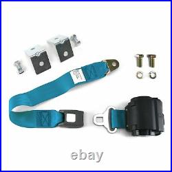 2pt Electric Blue Retractable Standard Buckle Seat Belt with Anchor Mounting Kit