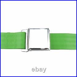 2pt Green Airplane Buckle Retractable Lap Seat Belt withPlate Hardware SafTboy v8
