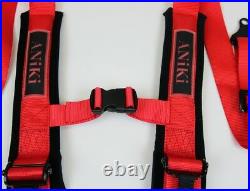 2x Aniki Red 4 Point Aircraft Buckle Racing Seat Belt Harness Ultra Shoulder Pad