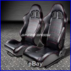 2x Pvc Leather Racing Seat+4-point Red Buckle Belt+bracket For Camaro/trans Am