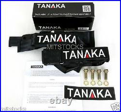 2x Tanaka Universal Black 4 Point Ez Release Buckle Racing Seat Belt Harness New
