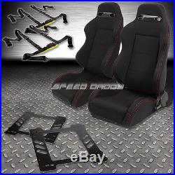 2x Type-r Black Racing Seat+4-point Black Buckle Belt+bracket For 92-99 Bmw E36